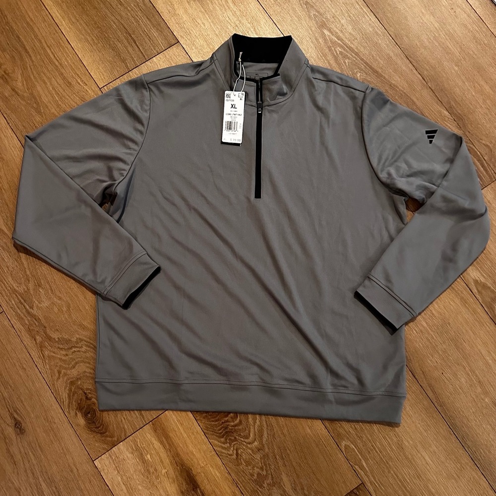 Adidas Mens Core Lightweight 1/4 Zip Golf Pullover Grey IS7133 XL NWT